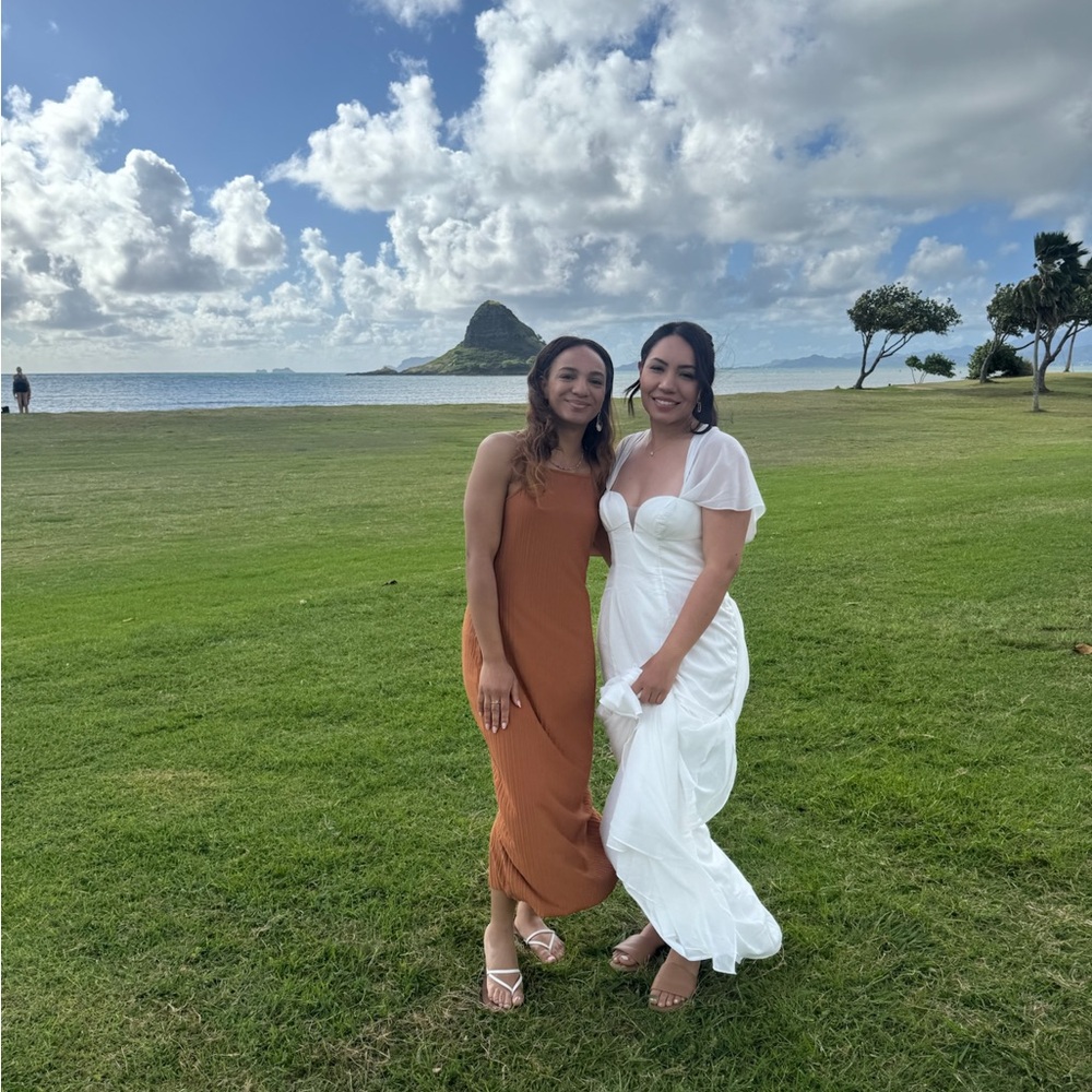 Azazie white wedding dress